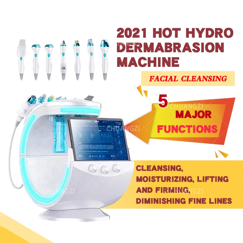 Analizzatore di pelle 7 in 1 da 10 MP Punteggio RF Smart Ice Blue Spa Macchina generatore di ossigeno Resurfacing della pelle Gestione della pelle Aerografo