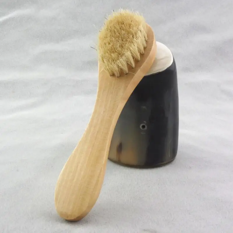 Face Cleansing Brush for Facial Exfoliation Natural Bristles cleaning Face Brushes with Wooden Handle LX8708