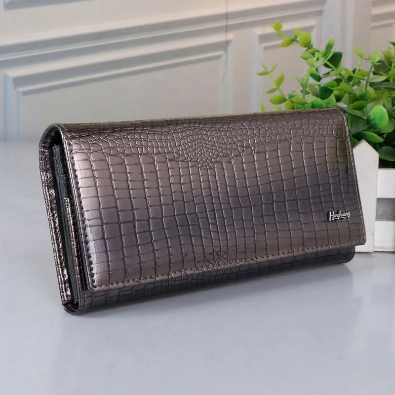 Genuine Leather Wallet Women Long Women\'s Leather Wallets Alligator Pattern Female Purse Luxury Brand Money Bag