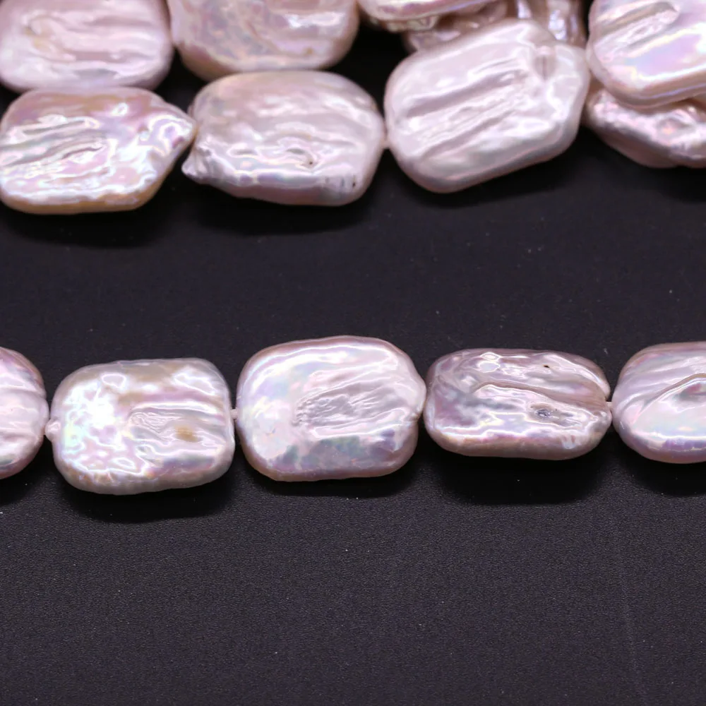 Natural Freshwater Pearl Rectangular Purple Bead for DIY Making Charm Necklace Bracelet Jewelry 15x18 mm