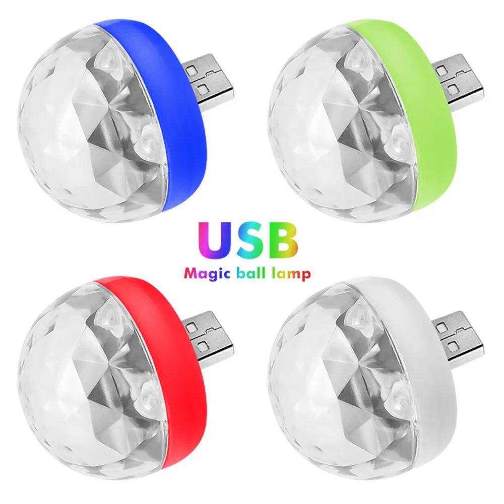 Mini USB LED Car Atmosphere Light RGB Music Sound Control DJ Disco Ball Lamp Home Party USB To Android Phone Disco Light