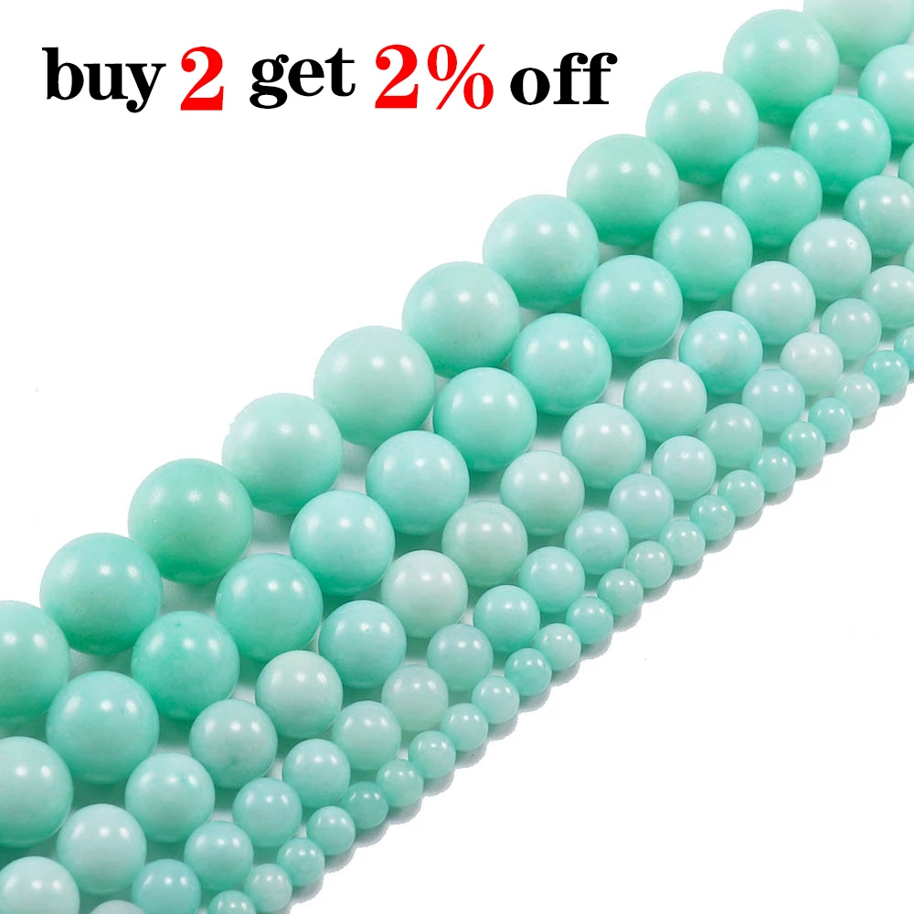 4/6/8/10/12 mm Amazonite Color Blue Quartz Crystal Stone Round Beads Loose Spacer Bead For Jewelry Making DIY Bracelet Wholesale