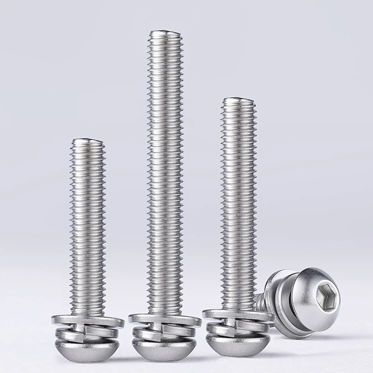 10/20/30 Buah M3 M4 M5 M6 Tombol Kepala Baut Allen Sekrup Soket Hex + Sping/Kit Pencuci Datar A2 304 Baja Tahan Karat