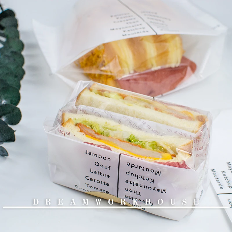 Bread Bag with English Newspaper Design, Cake Toast, Disposable Doggy Packing, Hamburger Takeaway Packaging, Wrapping Bag