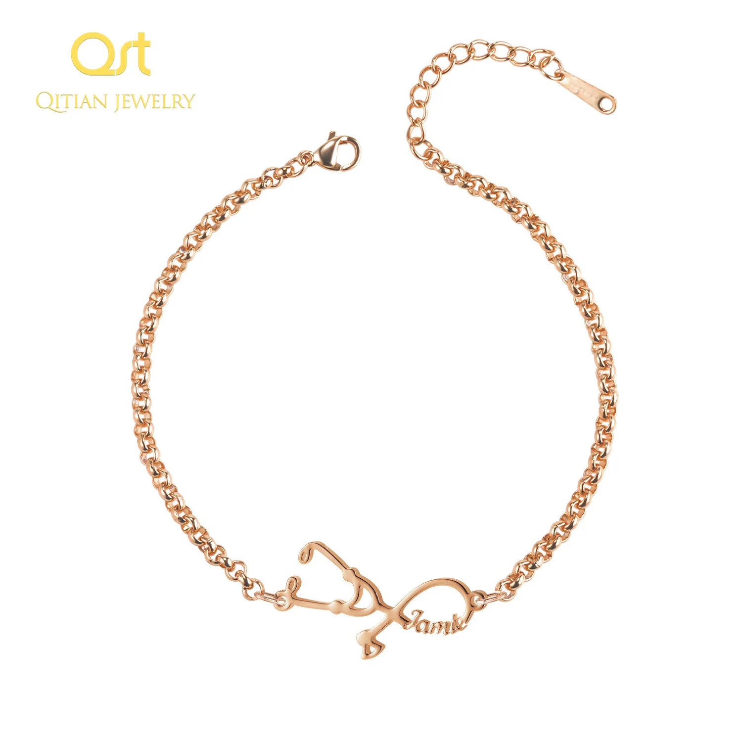 Personalisierte Name Armband Nach Stethoskop Charme Armband Mode Edelstahl Stethoskop Souvenir Schmuck Männer Frauen Geschenk