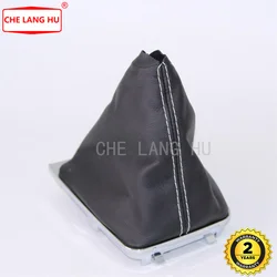 Perilla de palanca de cambios para coche, bota de cuero negro con hilo blanco, para VW Golf 7, a7, mk7, GTI, GTD 2013, 2014, 2015, 2016, 2017