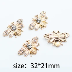 New 10pcs 21*32mm cute insect mini bee shiny rhinestone gift box creative decoration embellishment DIY alloy jewelry accessories