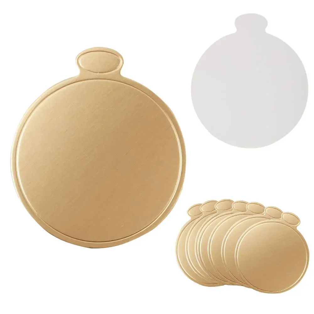 100pcs/pack Cake Cardboard Mini Cake Boards Cupcake Dessert Tray Multi Shape Paper Golden Base Cake Pastry Decorative Kit Party