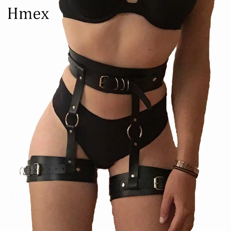 Sexy Harajuku Women Leather Harness Garter Belt Erotic Goth Lingerie Cage Suspender Bondage Cage Fetish Leg Stocking Belt