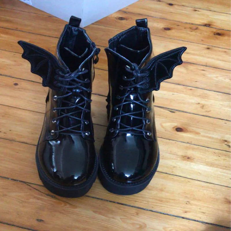 Halloween Party Bats Wings Ideas Shoes Accessory Boots Bat Wings Lace Up Sport Shoes Wings DIY Skate Punk Shoe DIY Decorations