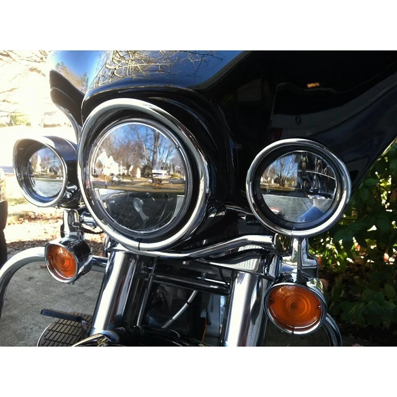 1Pcs 7 Inch Headlight Trim Ring Head Light Lamp Visor Motorcycle Headlight Chrome Decorate Compatible for  Touring Trike F