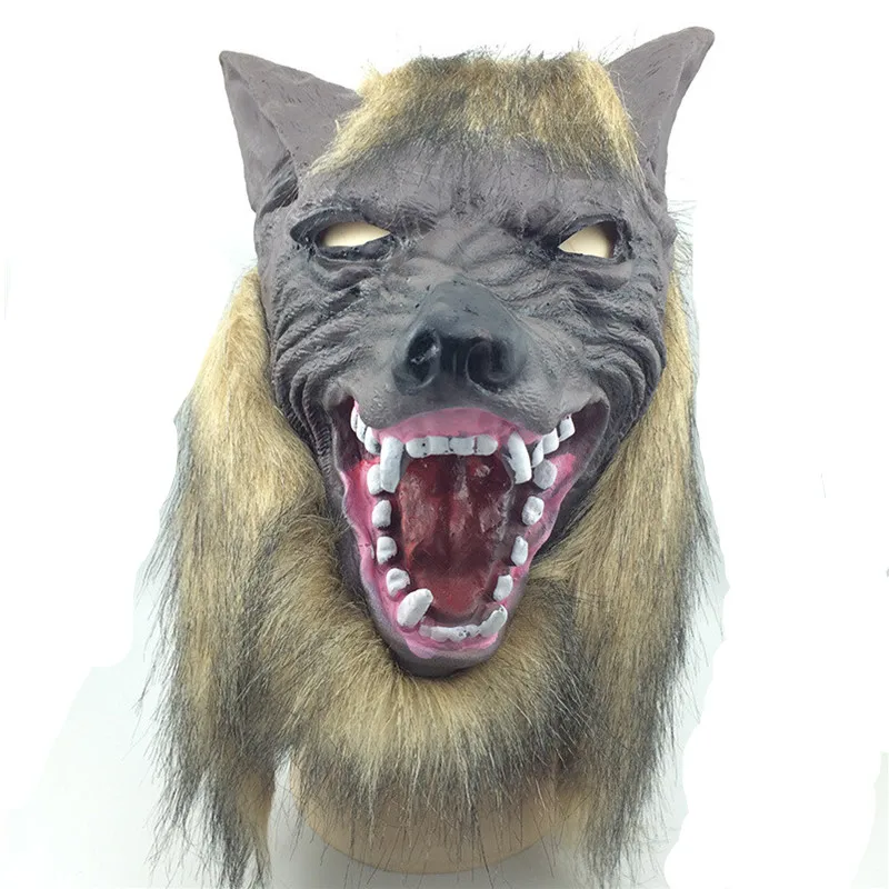 Halloween Tricky Latex Werewolf Hood Nightclub Fetish Wolf Head Paws Claw Mask Carnival Costume Masquerade Masked Ball Cosplay