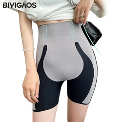 BIVIGAOS High Waist Sharkskin Fabric Safety Shorts Women Summer Non-Trace Butt Lefter Shorts Slim Corset Body Shapper Panties