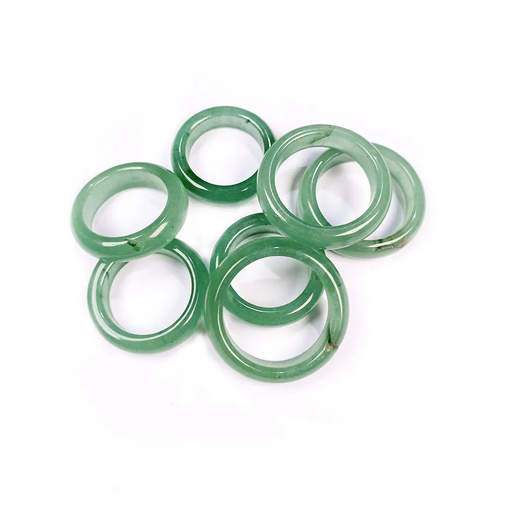 10 Pieces Natural Stone Rings Jewelry Two Kinds Models Unisex Circle Natural Stone Finger Rings 6mm width