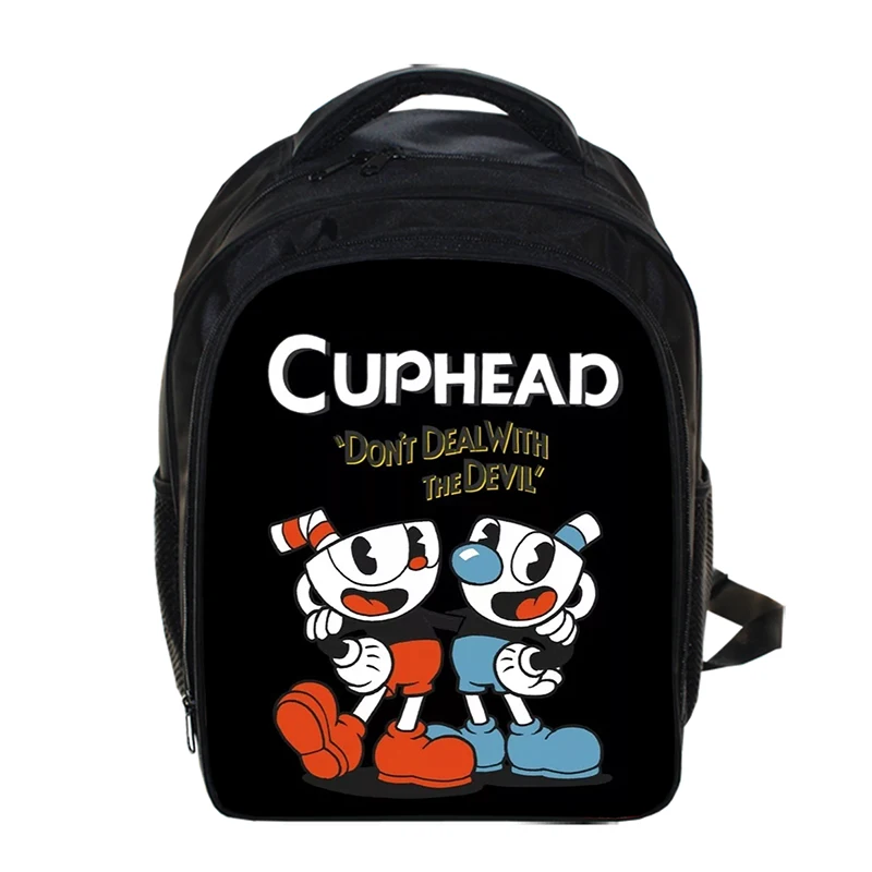 13 Inch Cuphead Mugman Cartoon Kids Backpack Kindergarten School Bag Children Printing Backpack Girls Boys Mochila