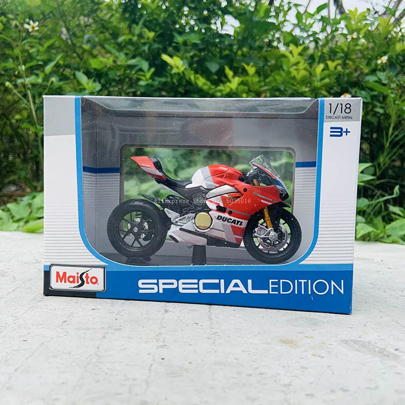 Maisto 1:18 16 스타일 Ducati panigale v4 s c 화이트 오리지널 공인 시뮬레이션 합금 오토바이 모델, 장난감 자동차 선물 컬렉션