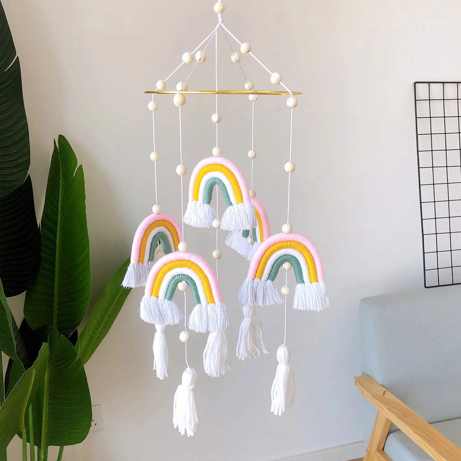 Infant Rattles Crib Bed Bell Dream Catcher Wall Hanging Decor Rainbow Tassel Cute Nursery Bedroom Decoration Dreamcatcher