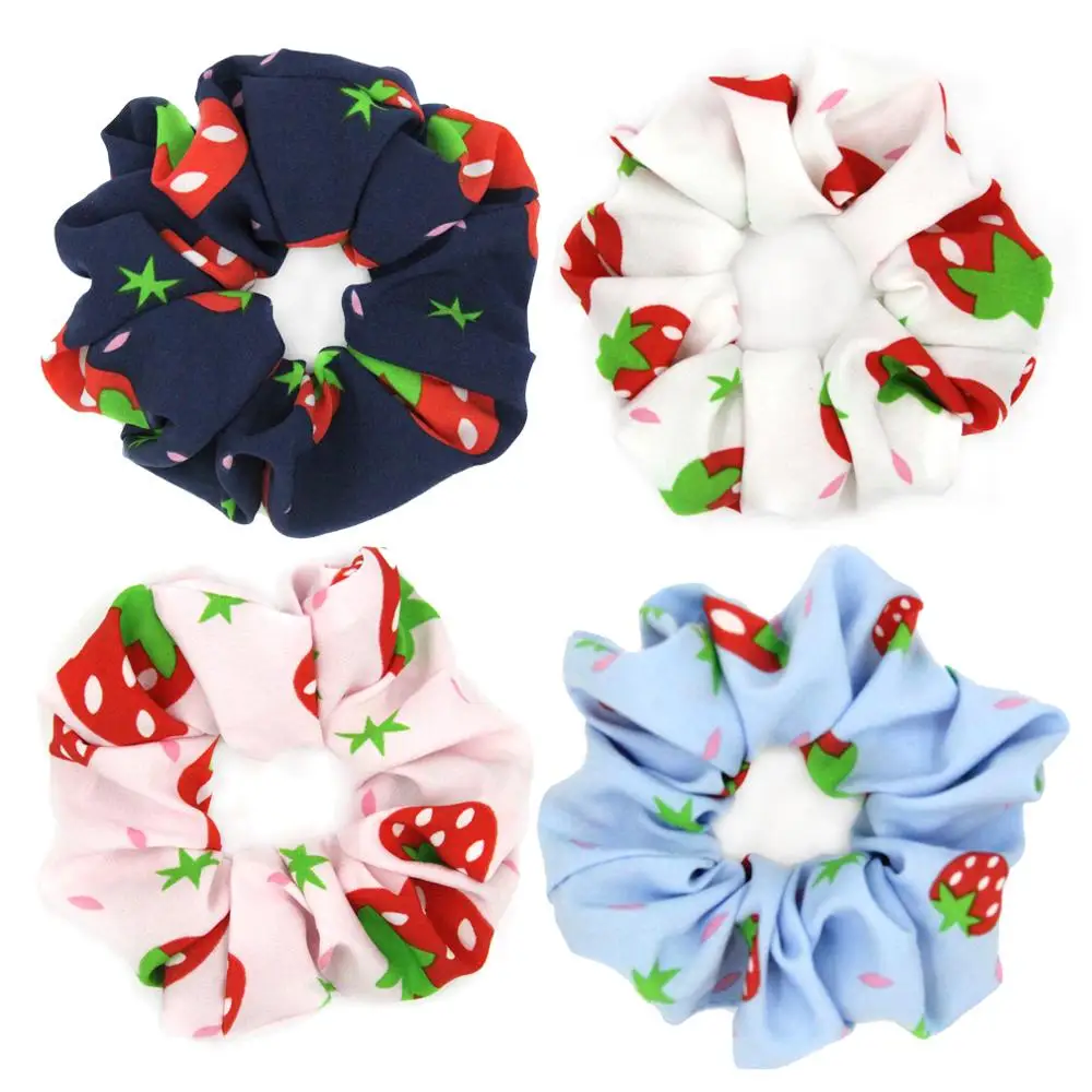 16 Styles Korean Women Hearwear Girls Hair Tie Fruit Lady Scrunchies Ponytail Hair Rope Pineapple Print Hair Accessories