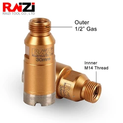 Raizi 1Pc Thin Wall CNC Diamond Core Bit Wet Use For Porcelain Tile Dekton Lapitec Neolith Double Screw 1/2” Gas &M14 Drill Tool