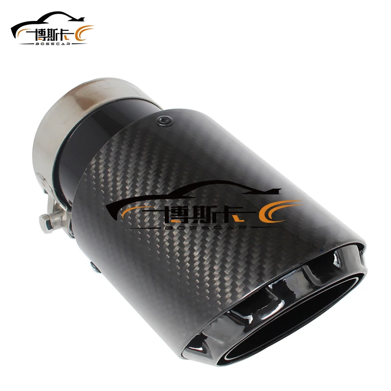 latest 3 layer Twill Glossy carbon Car Mufflers Tip Universal stainless Black Exhaust pipe Muffler nozzle Decoration AK