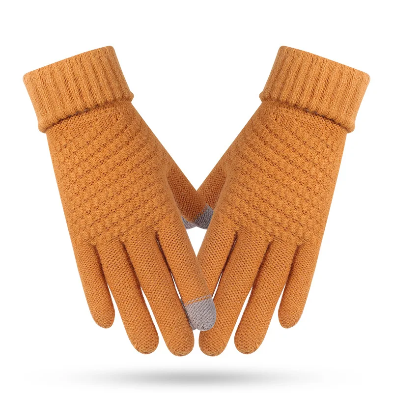 New Winter Unisex Keep Warm Touch Screen Plus Cashmere Thicken Knitted Wool Gloves Cycling Windproof Elasticity Soft Women Man