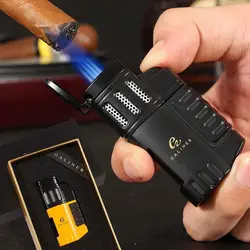 Plastic Lighters Windproof  Jet Cigar Lighter Butane Refilling Cigarette Torch Lighter For Cigar Smoking Tool Accessories