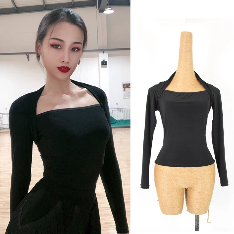 

Latin Dance Tops Women Long Sleeve Practice Clothes Rumba Dance Performance Shirt Autumn Winter Tango Samba Dancewear DQL2810