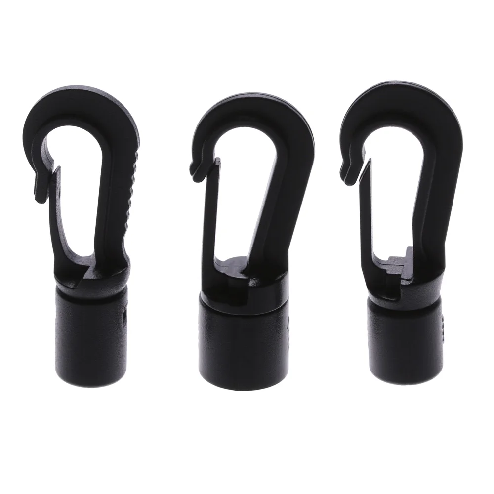 5Pcs Plastic Bungee Shock Tie Cord Ends Rope Buckles Safe Lock Kayak Fishing Canoe Clothesline Hooks POM Snap Hook Clip