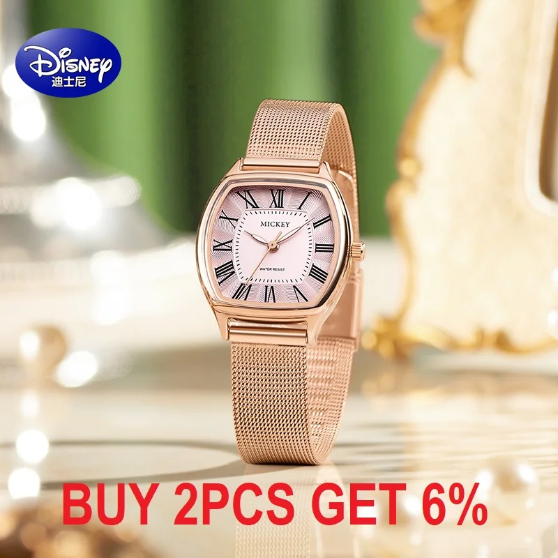 Disney Official Micky Mouse Lady Tonneau Dial Quartz Fashion Casual Wristwatches Women2021 New Relogio Feminino Zegarek Damski