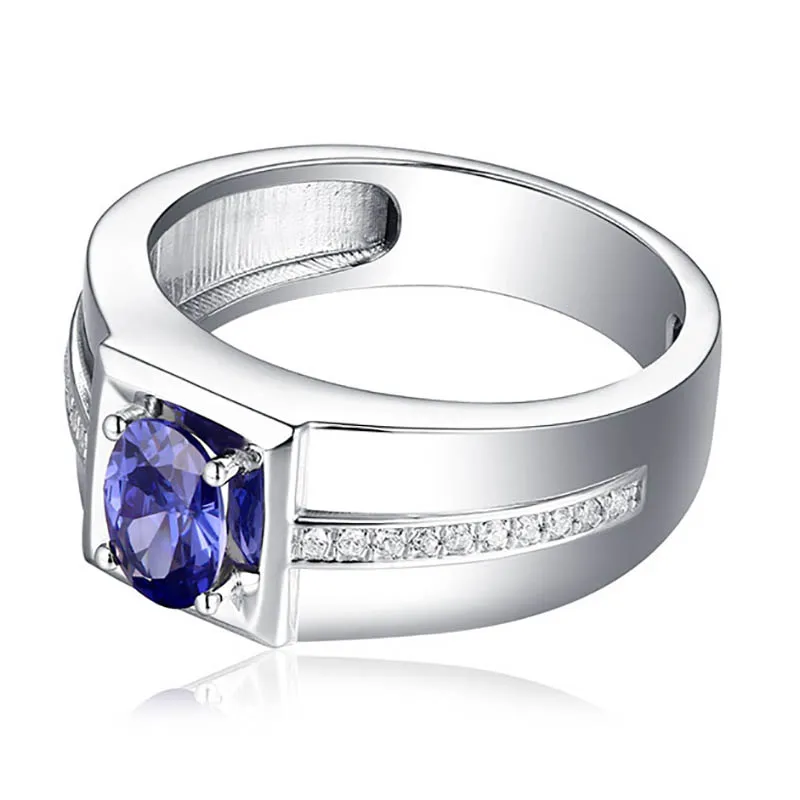 Cellacity Sapphire Ring for Men Opening adjustable Silver  Jewelry Gemstones Gorgeous Temperament Accessory for Anniversary
