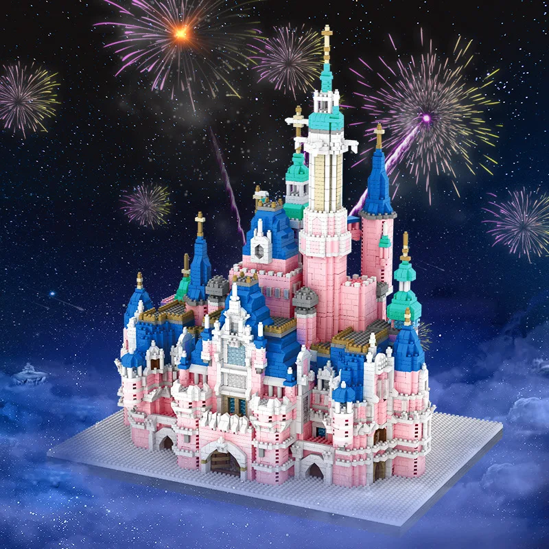 6300 sztuk + Dream Tale magia Disney zamek z klocków architektura Model Mini cegły budowlane zabawki Anime prezenty dla dzieci 7822