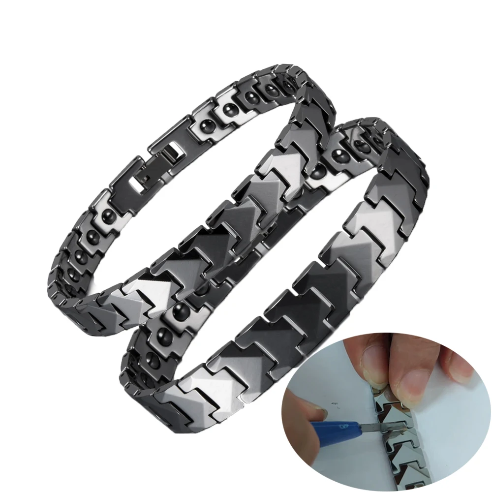 Anti-scratch Tungsten Bracelet Men Arrow Magnetic Hematite Couple Tungsten Carbide Bracelets Chain Link Energy Bracelet Male