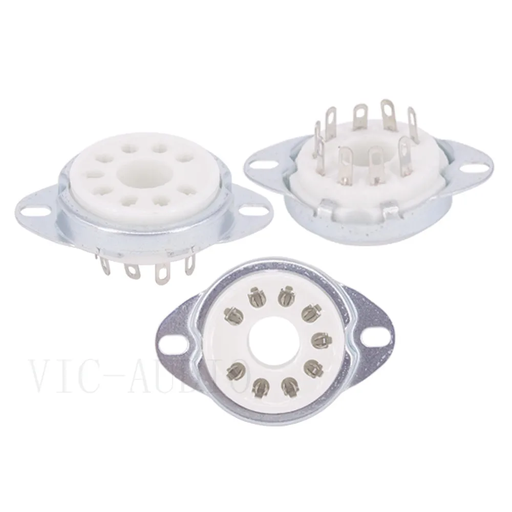 Soquete de tubo de cerâmica, 8 peças, grande, 9 pinos, vavle, tubo de soquete, para el504 pl504 elstico elstico plmoagem 6p12p, amplificador de tubo de vácuo, vintage