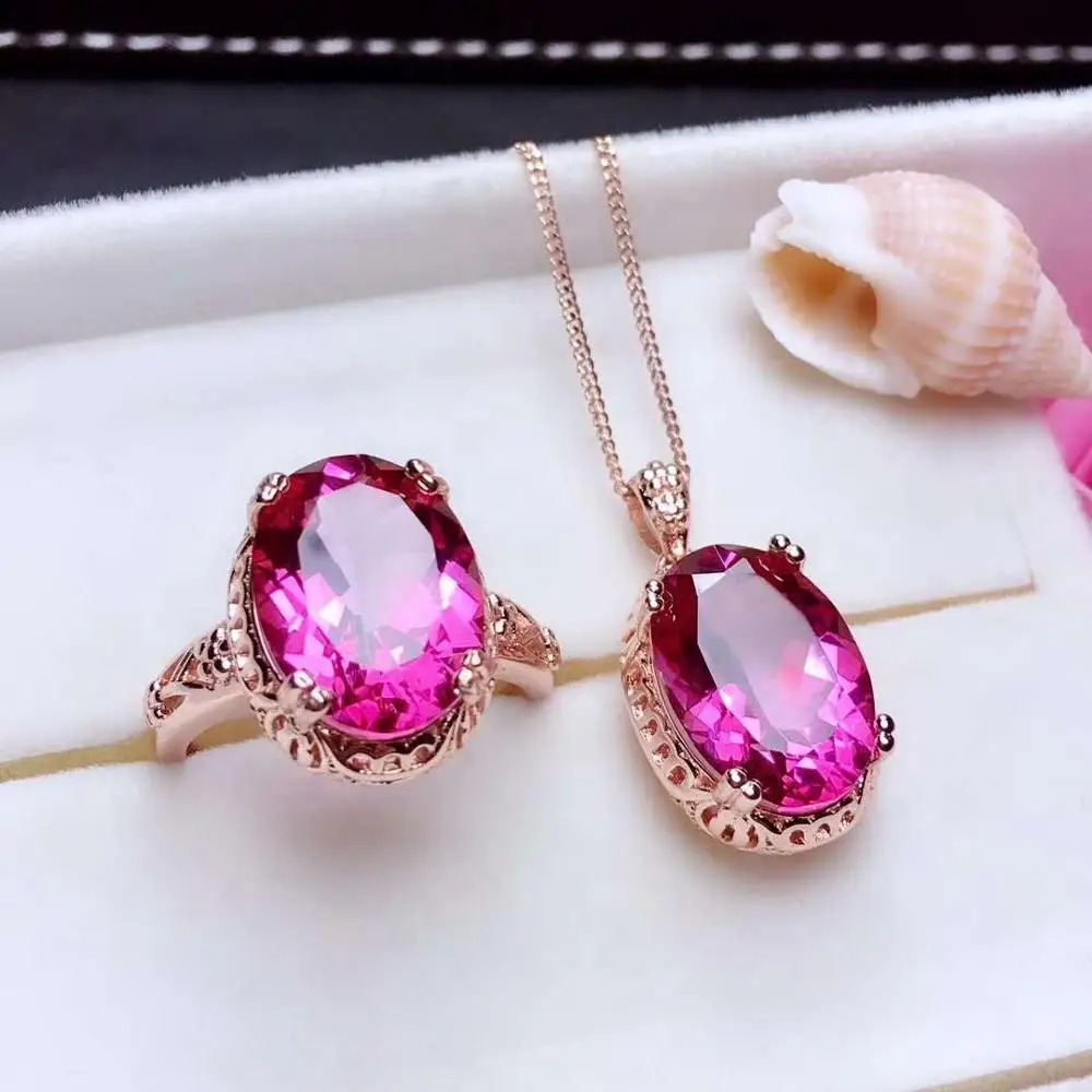 

Real Natural Topaz jewelry set Natural Real Topaz 925 sterling silver 1pc pendant,1pc ring