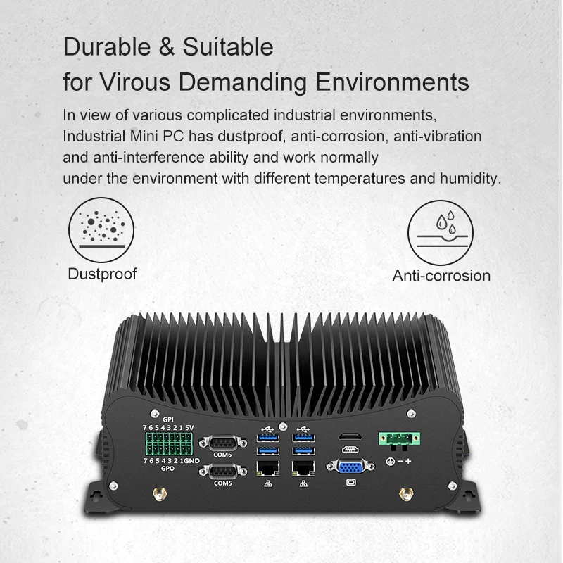 Industrial Mini PC 2*DDR4 Intel Core i7 10510U 8550U i5 10210U 4G Module HD GPIO 6 COM 4 RS485 Windows 10 Fanless Computer