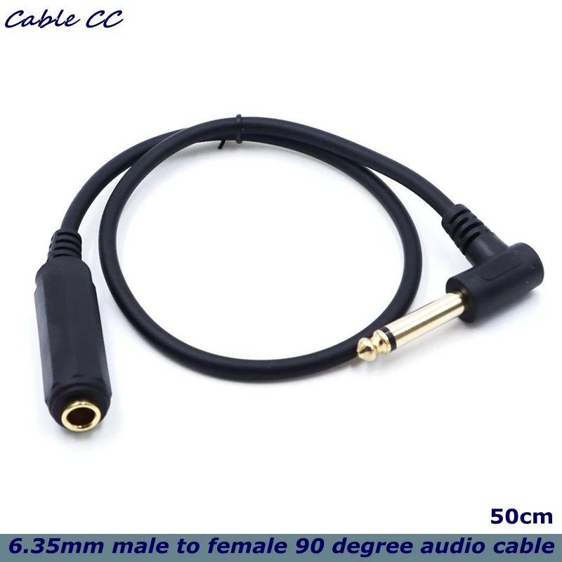 6.35mm Mono Female Connector for Female, With Patch Cable-1/4 Inch Guitar Guide 90 Degree Right Angle Audio Cable 50cm