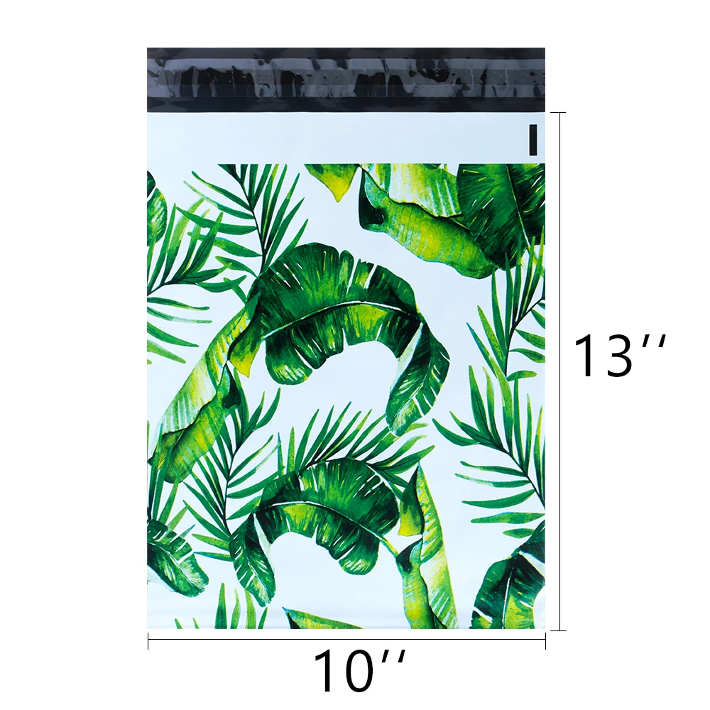 10x13'' 260x330mm Printed Green Leaves Poly Mailers Self Seal Adhesive Clothes Mailing Packaging Bag Gift Shipping Envelope Bags