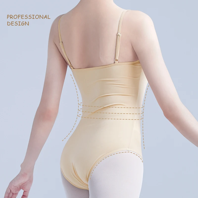 Nude Ballet Underwear Women Girls Gymnastics Seamless Camisole Skin Color Ballet Leotard Swimsuit Adjustable Shoulder Bands