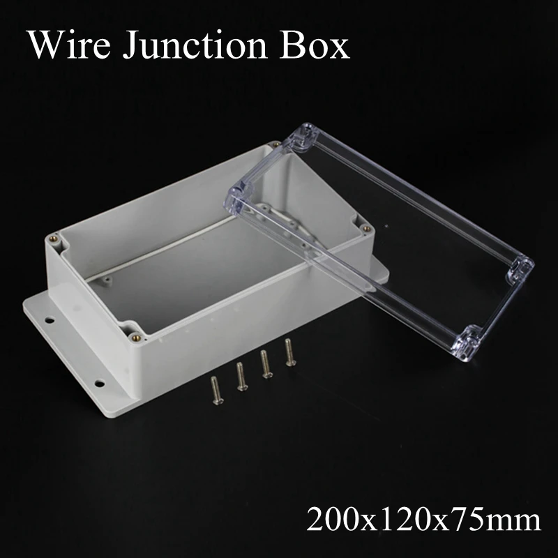 200x120x75mm ABS IP65 Waterproof Plastic Wire Junction Box With Mounted Distribution Clear Enclosure Transparent Project Case