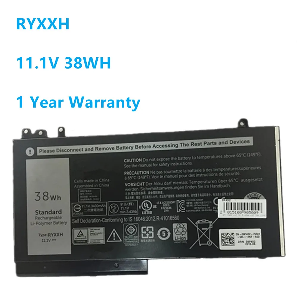 

Новый аккумулятор RYXXH для ноутбука Dell Latitude 12 5000 11 3150 3160 E5250 E5450 E5550 M3150 Series 09P4D2 9P4D2 11,1 V 38WH