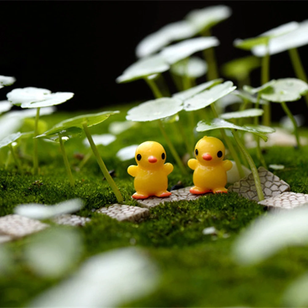 10Pcs Cute Small Duck Miniatures Figurine Fairy Garden Gnome Moss Terrarium Decor DIY Bonsai Crafts