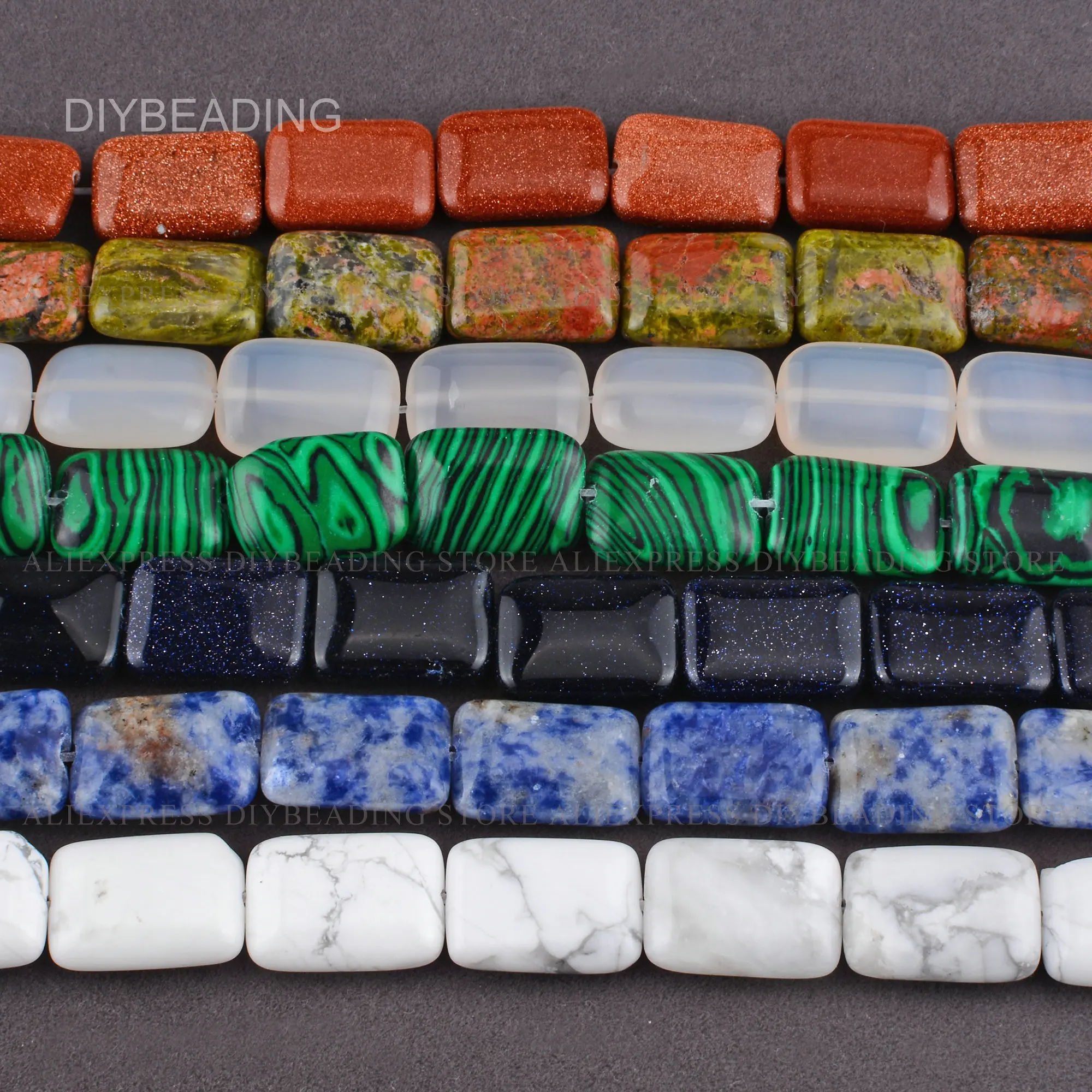 

Rectangle Stone Beads for Bracelet Earring Jewelry Making Natural Agate/Howlite/Sandstone/Unakite Spacer Beads Online Supply