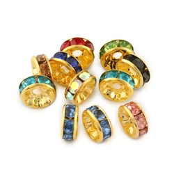 50pcs/lot 4 6 8mm Rhinestone Rondelle Crystal Round Spacer Beads for Jewelry Making Handmade DIY Bracelet Necklace Accessories