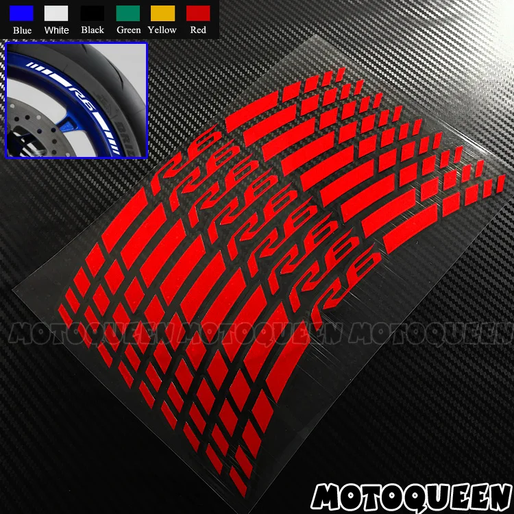 

16X Motorcycle Front Rear Wheel Rims Tire Decals Reflective Stripe Stickers Waterproof For YZF R6 YZF600