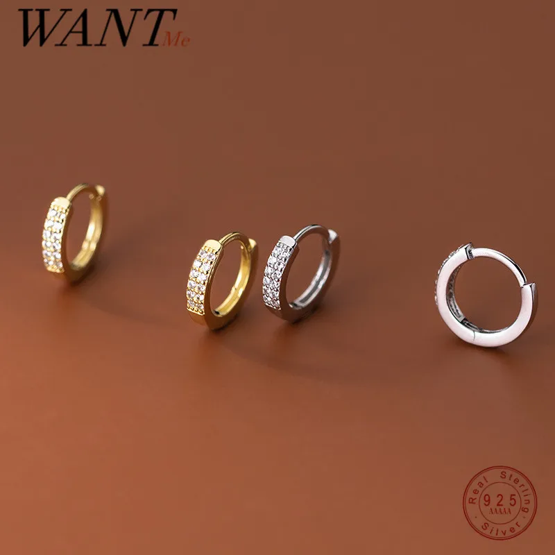 

WANTME 925 Sterling Silver Minimalism Sweet Pave Zircon Circle Earrings European Fashion Party Wedding Women Jewelry Accessories