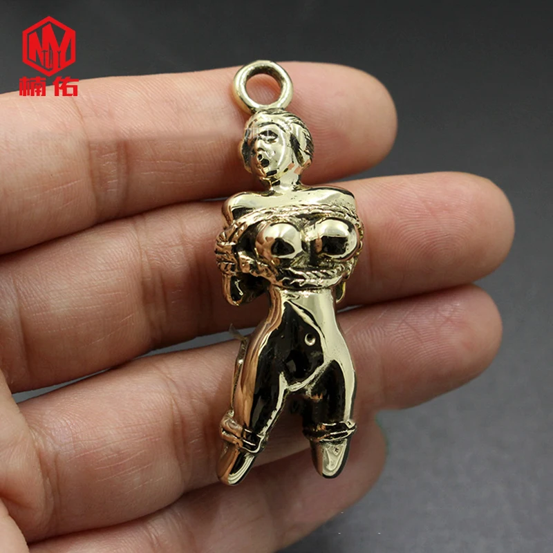 

1 шт. Ретро латунные медные Подвески Geisha Lanyard кукла кулон бусы на ревочке автомобильный брелок
