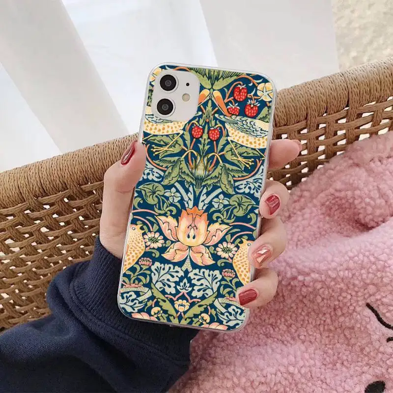 MaiYaCa William Morris Strawberry Thief Design Phone Case for iPhone 11 12 13 mini pro XS MAX 8 7 6 6S Plus X 5S SE 2020 XR case