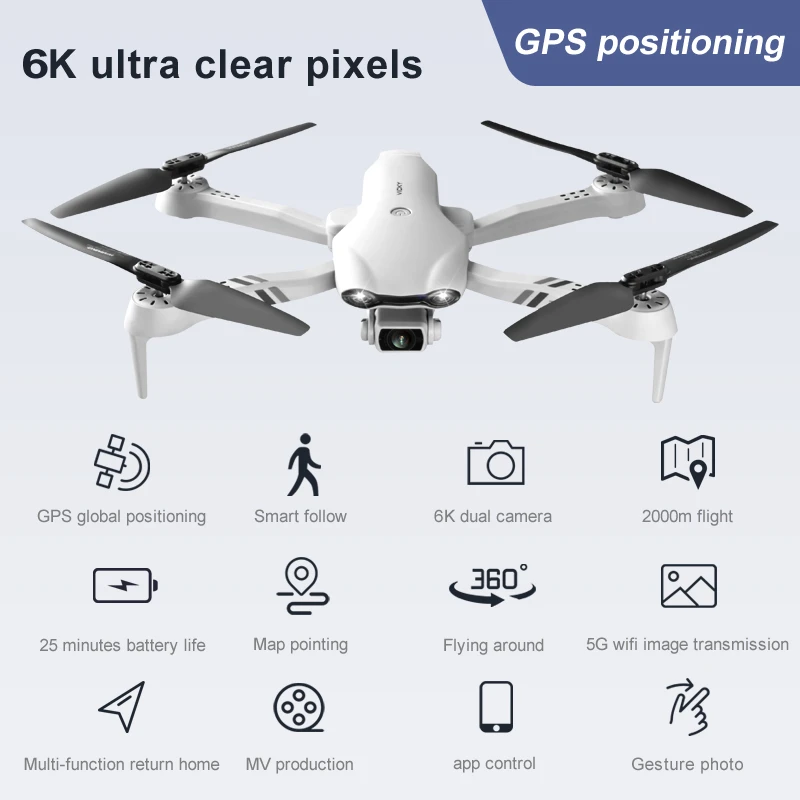 F10 RC helikoptery prezent GPS Drone VR 4K/6K HD inteligentny śledź mnie fotografia lotnicza składany Quadcopter z podwójny aparat bezpłatny powrót