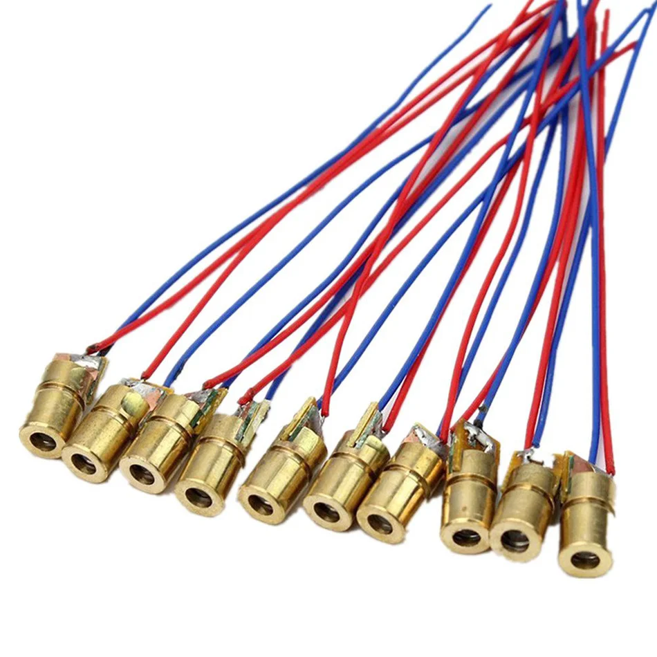 10pcs/lot Adjustable Mini Laser Pointer Diode RED Dot Laser Diod Circuit 3V/5V 5mW 650nm Module Pointer Sight Copper Head
