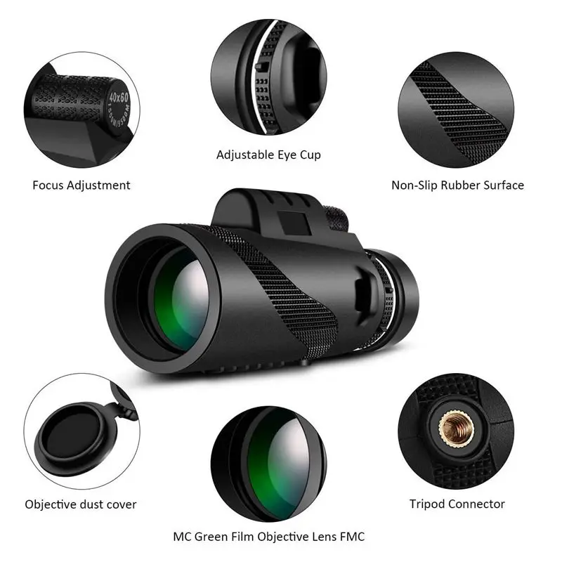 Imagem -03 - Telescópio Monocular Spyglass com Suporte Zoom de Longo Alcance Bolso Spotting Óculos 10 a 12x50